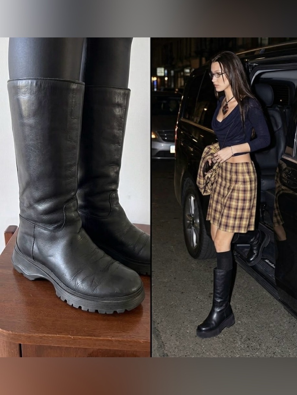 PRADA Y2K Bella Hadid Fav Boots | Combat Lug | 36.5